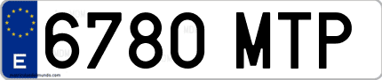 Ejemplo de matrícula de coche ordinaria 6780 MTP