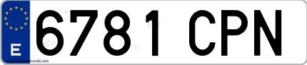 Ejemplo de matrícula española 6781 CPN