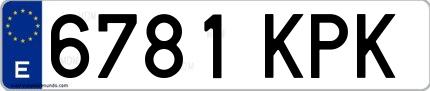Ejemplo de matrícula española 6781 KPK