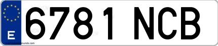 Ejemplo de matrícula española 6781 NCB