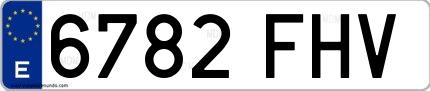 Ejemplo de matrícula española 6782 FHV