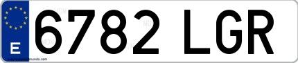 Ejemplo de matrícula española 6782 LGR