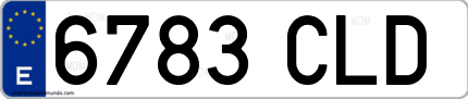 Ejemplo de matrícula de coche ordinaria 6783 CLD