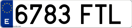 Ejemplo de matrícula de coche ordinaria 6783 FTL