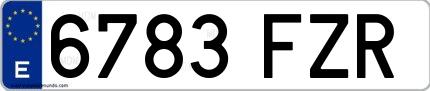 Ejemplo de matrícula española 6783 FZR