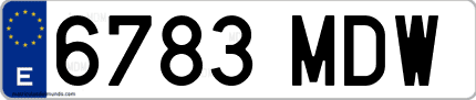 Ejemplo de matrícula de coche ordinaria 6783 MDW