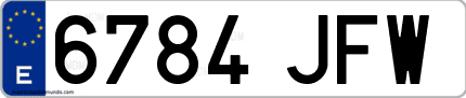 Ejemplo de matrícula de coche ordinaria 6784 JFW