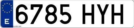 Ejemplo de matrícula española 6785 HYH