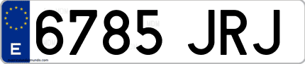 Ejemplo de matrícula de coche ordinaria 6785 JRJ