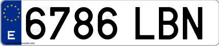 Ejemplo de matrícula de coche ordinaria 6786 LBN