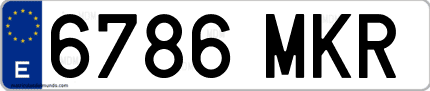 Ejemplo de matrícula de coche ordinaria 6786 MKR