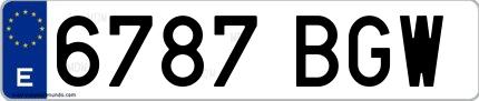 Ejemplo de matrícula española 6787 BGW