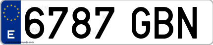 Ejemplo de matrícula de coche ordinaria 6787 GBN