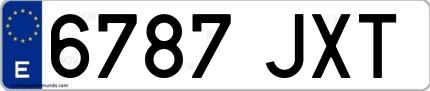Ejemplo de matrícula española 6787 JXT