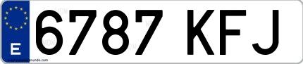 Ejemplo de matrícula española 6787 KFJ