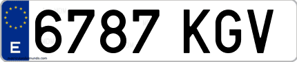 Ejemplo de matrícula de coche ordinaria 6787 KGV