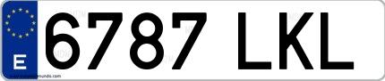 Ejemplo de matrícula española 6787 LKL