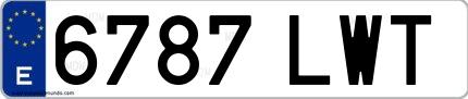 Ejemplo de matrícula española 6787 LWT