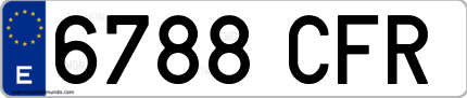 Ejemplo de matrícula de coche ordinaria 6788 CFR