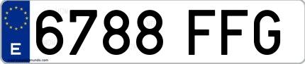 Ejemplo de matrícula española 6788 FFG