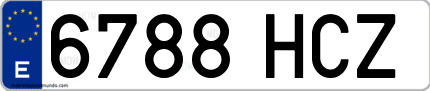 Ejemplo de matrícula de coche ordinaria 6788 HCZ