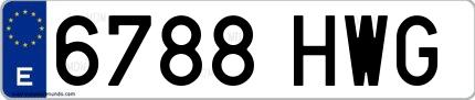 Ejemplo de matrícula española 6788 HWG
