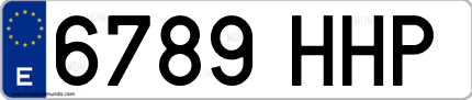 Ejemplo de matrícula de coche ordinaria 6789 HHP