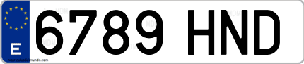 Ejemplo de matrícula de coche ordinaria 6789 HND