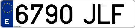 Ejemplo de matrícula de coche ordinaria 6790 JLF
