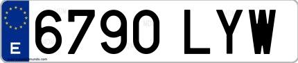 Ejemplo de matrícula española 6790 LYW