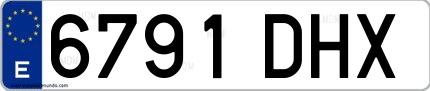 Ejemplo de matrícula española 6791 DHX