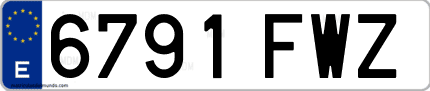 Ejemplo de matrícula de coche ordinaria 6791 FWZ