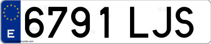 Ejemplo de matrícula de coche ordinaria 6791 LJS