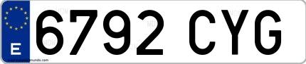 Ejemplo de matrícula española 6792 CYG