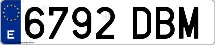 Ejemplo de matrícula española 6792 DBM