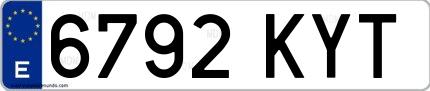 Ejemplo de matrícula española 6792 KYT