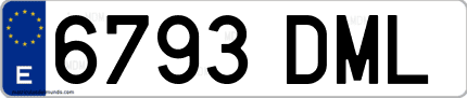 Ejemplo de matrícula de coche ordinaria 6793 DML