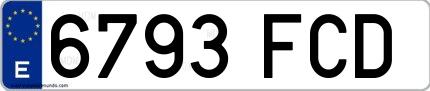 Ejemplo de matrícula española 6793 FCD