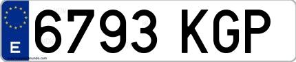 Ejemplo de matrícula española 6793 KGP