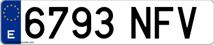 Ejemplo de matrícula de coche ordinaria 6793 NFV