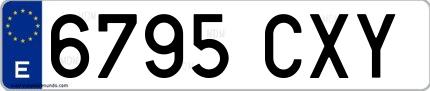 Ejemplo de matrícula española 6795 CXY