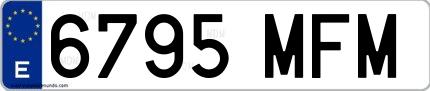 Ejemplo de matrícula española 6795 MFM