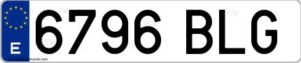 Ejemplo de matrícula española 6796 BLG