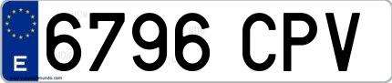 Ejemplo de matrícula española 6796 CPV