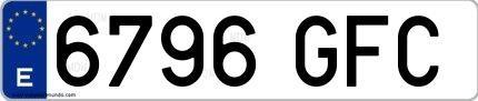 Ejemplo de matrícula española 6796 GFC