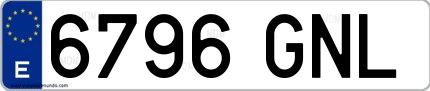 Ejemplo de matrícula española 6796 GNL