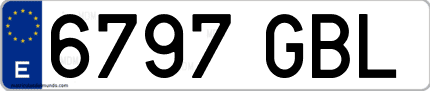 Ejemplo de matrícula de coche ordinaria 6797 GBL