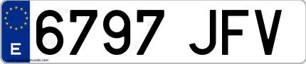 Ejemplo de matrícula española 6797 JFV