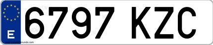 Ejemplo de matrícula española 6797 KZC