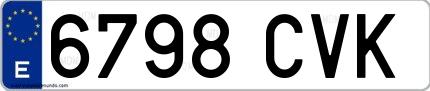 Ejemplo de matrícula española 6798 CVK